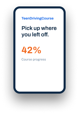 Mobile course showing saved progress at 42 percent